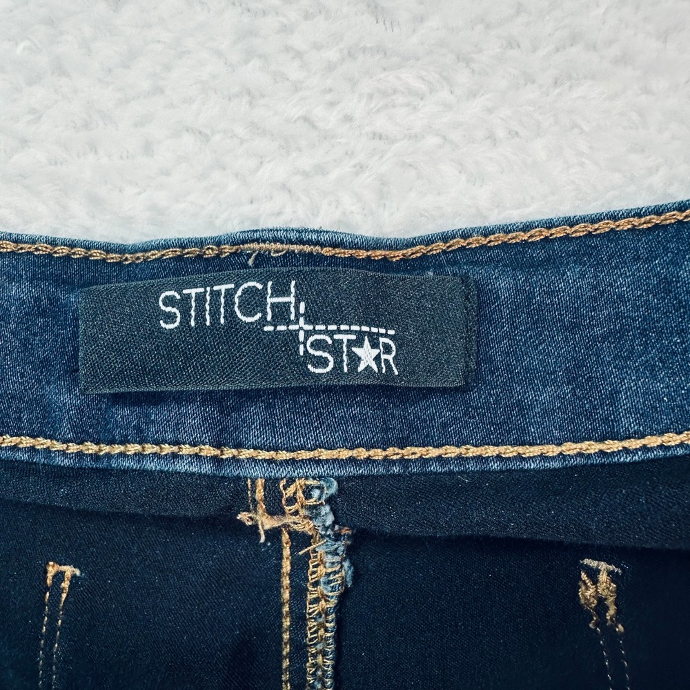 d.jeans Stitch Star Capri Jeans‎ Womens 6 Blue Dark Wash Stretch Cropped Denim - Picture 3 of 9